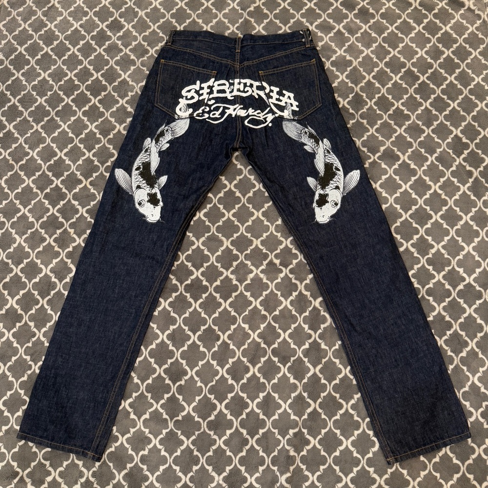 Ed Hardy Koi Fish Embroidered Jeans